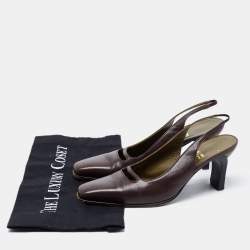 Pre Owned Salvatore Ferragamo Brown Leather Slingback Sandals Size 38