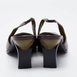 Pre Owned Salvatore Ferragamo Brown Leather Slingback Sandals Size 38