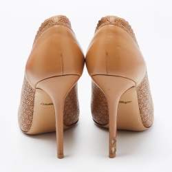Pre Owned Salvatore Ferragamo Brown Leather Laser Cut Leather Pumps Size 40.5