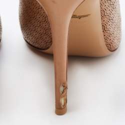Pre Owned Salvatore Ferragamo Brown Leather Laser Cut Leather Pumps Size 40.5