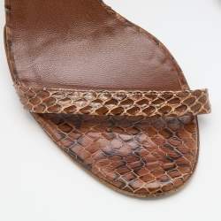 Pre Owned Salvatore Ferragamo Brown Python Ankle Strap Sandals Size 39