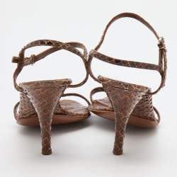 Pre Owned Salvatore Ferragamo Brown Python Ankle Strap Sandals Size 39