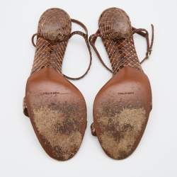 Pre Owned Salvatore Ferragamo Brown Python Ankle Strap Sandals Size 39