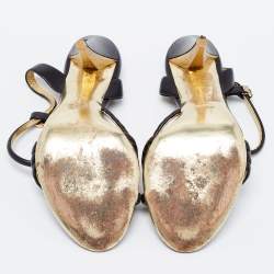 Pre Owned Salvatore Ferragamo Black Leather Ankle Strap Sandals Size 41.5