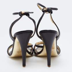 Pre Owned Salvatore Ferragamo Black Leather Ankle Strap Sandals Size 41.5