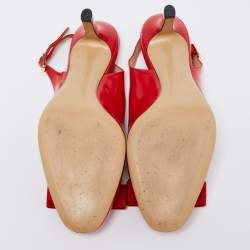 Pre Owned Salvatore Ferragamo  Red Leather Vara Slingback Pumps Size 36