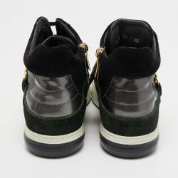 Pre Owned Salvatore Ferragamo Black Leather  and Suede Nayon Gancio High Top Sneakers Size 37.5