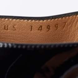 Pre Owned Salvatore Ferragamo Black Patent Leather Vara Bow Block Heel Mules Size 38