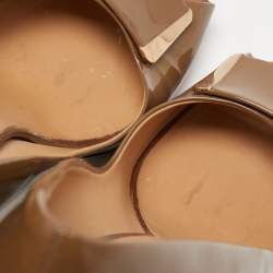 Pre Owned Salvatore Ferragamo Brown Patent Leather Peep Toe Pumps Size 41