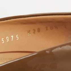 Pre Owned Salvatore Ferragamo Brown Patent Leather Peep Toe Pumps Size 41