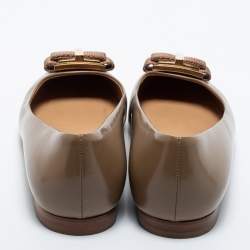 Pre Owned Salvatore Ferragamo Brown Leather Buckle Ballet Flats Size 36