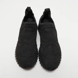 Pre Owned Salvatore Ferragamo Black Fabric Fanny 2 Slip On Sneakers Size 40.5