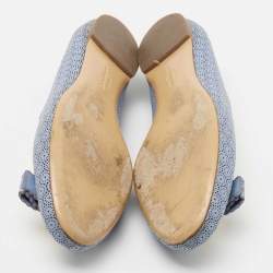 Pre Owned Salvatore Ferragamo Light Blue Laser Cut Leather Varina Ballet Flats Size 39