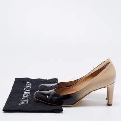 مملوكة مسبقًا Salvatore Ferragamo Beige/Black Patent Slip On Pumps Size 38
