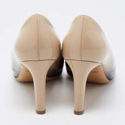 مملوكة مسبقًا Salvatore Ferragamo Beige/Black Patent Slip On Pumps Size 38