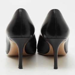 Pre Owned Salvatore Ferragamo Black Leather Pointed Toe Pumps Size 38.5