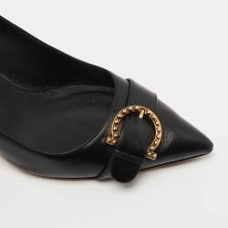 Pre Owned Salvatore Ferragamo Black Leather Pointed Toe Pumps Size 38.5