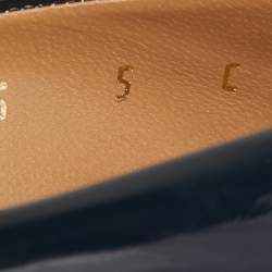 Pre Owned Salvatore Ferragamo Navy Blue Patent Vara Bow Pumps Size 35.5