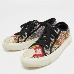 Pre Owned Salvatore Ferragamo Multicolor Embroidered Canvas Borg Sneakers Size 39.5