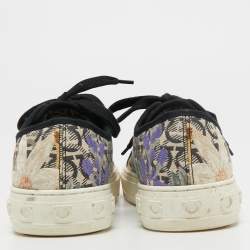 Pre Owned Salvatore Ferragamo Multicolor Embroidered Canvas Borg Sneakers Size 39.5