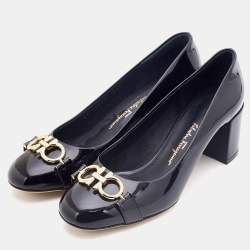 Pre Owned Salvatore Ferragamo Black Patent Leather Garda Gancini Logo Pumps Size 36