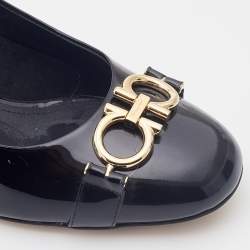 Pre Owned Salvatore Ferragamo Black Patent Leather Garda Gancini Logo Pumps Size 36