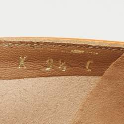 Pre Owned Salvatore Ferragamo Orange Patent Leather Vara Bow Pumps Size 40