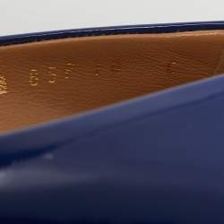 Pre Owned Salvatore Ferragamo Blue Patent Leather Vara Bow Pumps Size 40.5