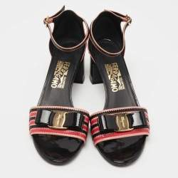 Pre Owned Salvatore Ferragamo Multicolor Patent Leather Gavina Ankle Strap Sandals Size 39