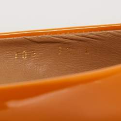 Pre Owned Salvatore Ferragamo Yellow Patent Leather Vara Bow Ballet Flats Size 40