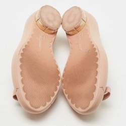 Pre Owned Salvatore Ferragamo Beige Rubber Vara Bow Ballet Flats Size 40.5
