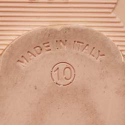 Pre Owned Salvatore Ferragamo Beige Rubber Vara Bow Ballet Flats Size 40.5