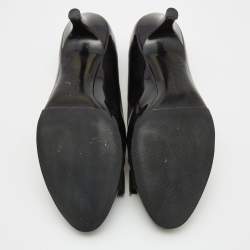 Pre Owned Salvatore Ferragamo Black Patent Leather Vara Bow Pumps Size 38.5