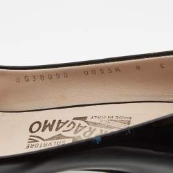 Pre Owned Salvatore Ferragamo Black Patent Leather Vara Bow Pumps Size 38.5