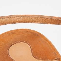 Pre Owned Salvatore Ferragamo Brown Leather Ankle Strap Platform Wedge Sandals Size 40