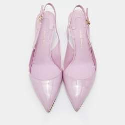 Pre Owned Salvatore Ferragamo Light Pink Patent Leather Pointed Toe Slingback Pumps Size 38