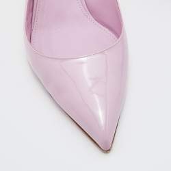 Pre Owned Salvatore Ferragamo Light Pink Patent Leather Pointed Toe Slingback Pumps Size 38