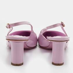 Pre Owned Salvatore Ferragamo Light Pink Patent Leather Pointed Toe Slingback Pumps Size 38