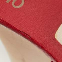 Pre Owned Salvatore Ferragamo Red Pleated Leather Open Toe Wedge Sandals Size 39.5