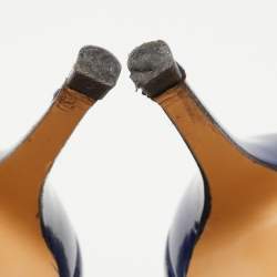 Pre Owned Salvatore Ferragamo Blue Patent Leather D'Orsay Pumps Size 40