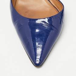 Pre Owned Salvatore Ferragamo Blue Patent Leather D'Orsay Pumps Size 40