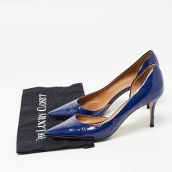 Pre Owned Salvatore Ferragamo Blue Patent Leather D'Orsay Pumps Size 40