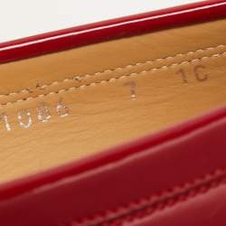 مملوكة مسبقًا Salvatore Ferragamo Red Patent Leather Penny Slip On Loafers Size 37.5
