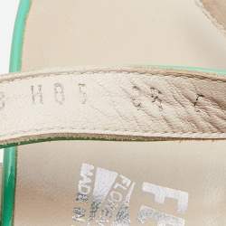 Pre Owned Salvatore Ferragamo Green Patent Leather Criss Cross Slingback Sandals Size 39