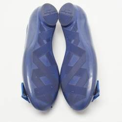 Pre Owned Salvatore Ferragamo Blue Leather Varina Ballet Flats Size 38.5