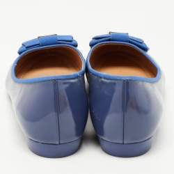 Pre Owned Salvatore Ferragamo Blue Leather Varina Ballet Flats Size 38.5