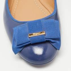 Pre Owned Salvatore Ferragamo Blue Leather Varina Ballet Flats Size 38.5