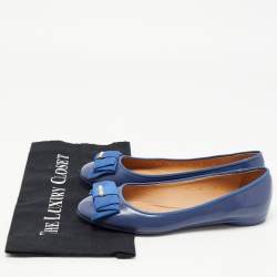 Pre Owned Salvatore Ferragamo Blue Leather Varina Ballet Flats Size 38.5