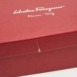 Pre Owned Salvatore Ferragamo Dark Brown Leather Vara Bow Round Toe Pumps Size 36.5