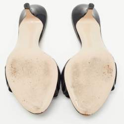 Salvatore Ferragamo Black Patent Leather Vara Bow Sandals Size 37.5